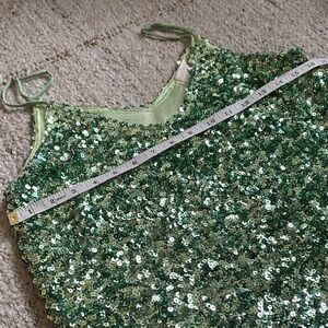 EASY CLOTHES Sequin Green Cami Top
